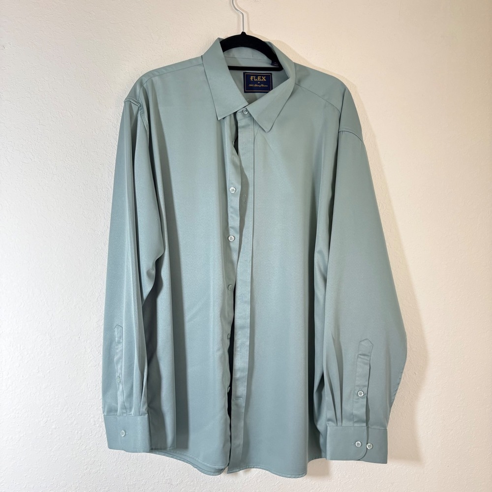 Flex Button Down Shirt 2XL Sage Green Excellent Long Sleeve Italian Design